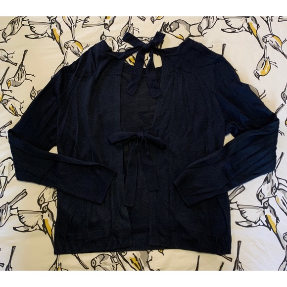 NWOT Navy Blue Sweater with Bow Ties in the Back - Picture 2 of 4
